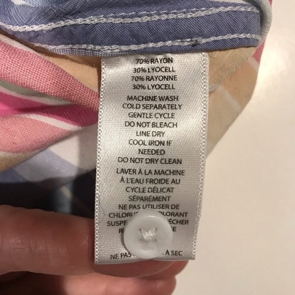 beachlunchlounge Alex Pastel Rainbow Stripe Button Up LS Women's Size Large - Picture 9 of 12